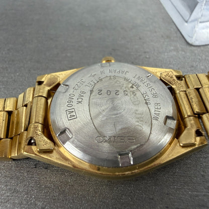 Seiko SQ Watch Women 24mm Champagne Dial Gold Tone Daydate 3e23-0a69 New Battery9