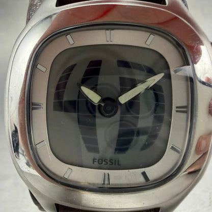 Fossil Big Tic Watch Men 39mm Silver Tone Square FS5740 New Battery ABC1