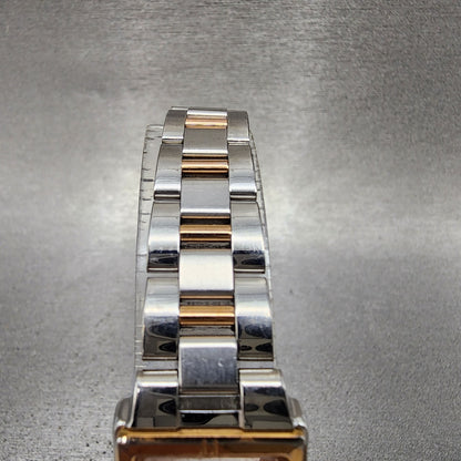 Seiko Solar Tank Watch Women 18mm White Dial Two Tone Rectangle Lukia RunsB4