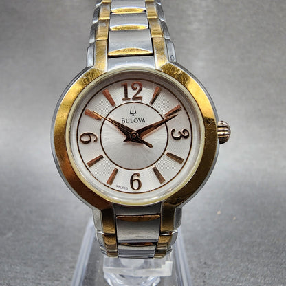 Bulova Watch Women 26mm Silver Dial Two Tone Round  98L153 New Battery0