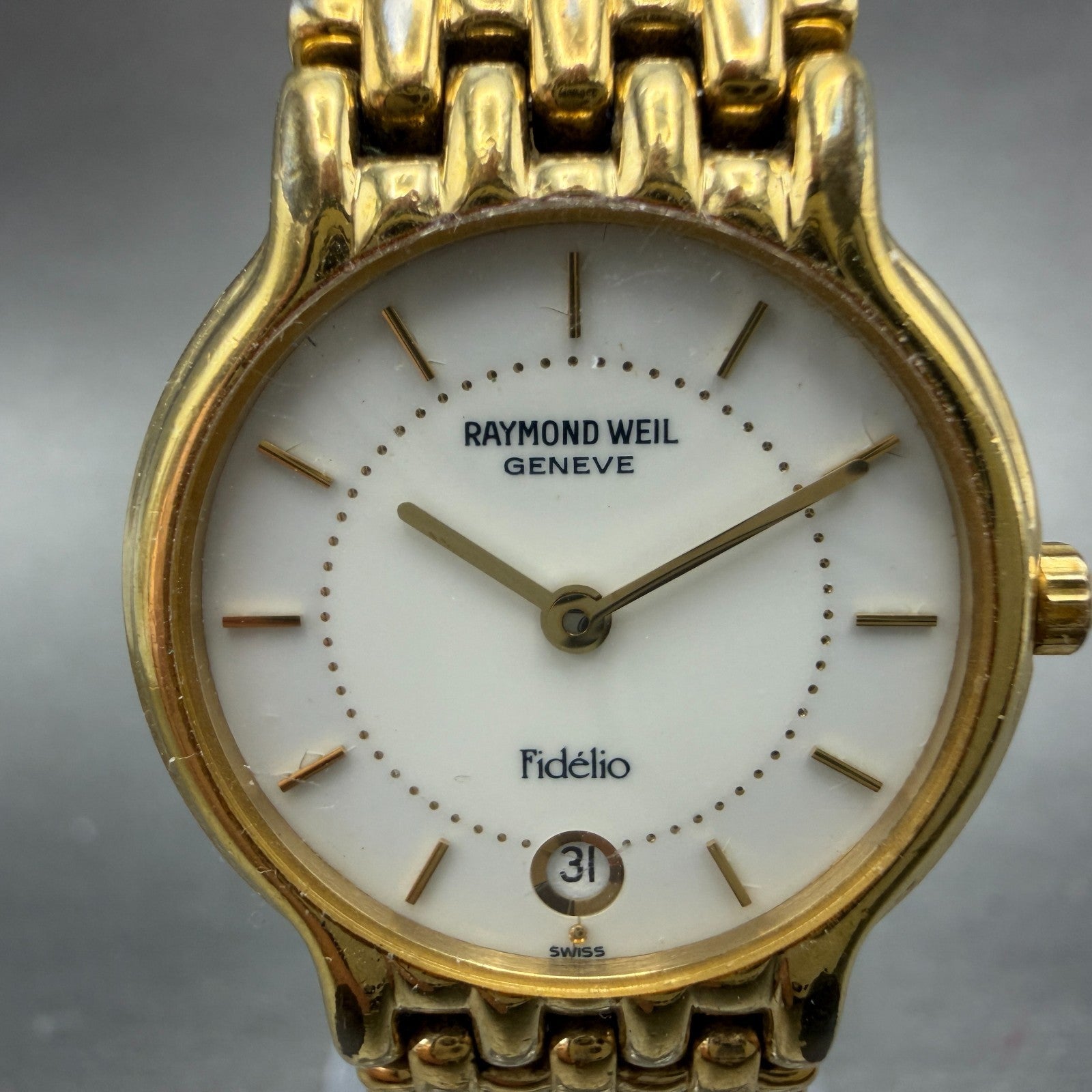 Raymond Weil Fidelio Watch Women 24mm White Dial Gold Plated Date 4702 PARTS2