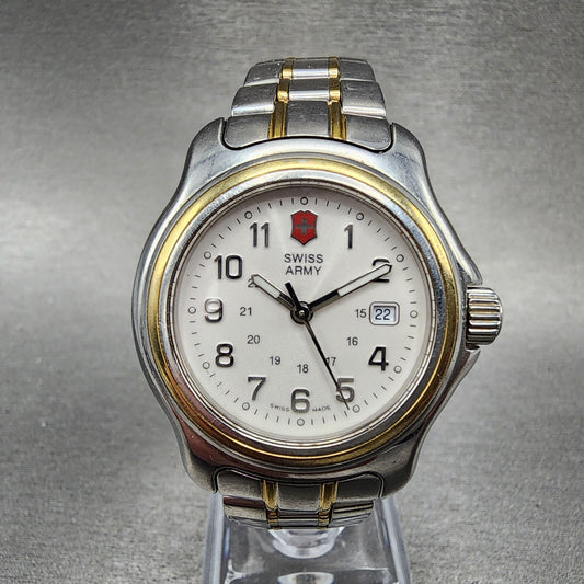 Victorinox Swiss Army Officer Watch Women 32mm White Dial Steel Date New Batt0