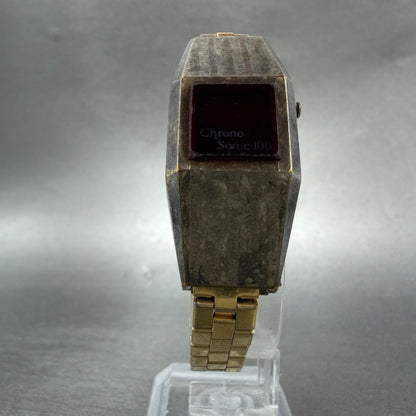 Chrono Sonic 100 RED LED Watch Women 20mm Gold Tone Octagon New Battery VTG5