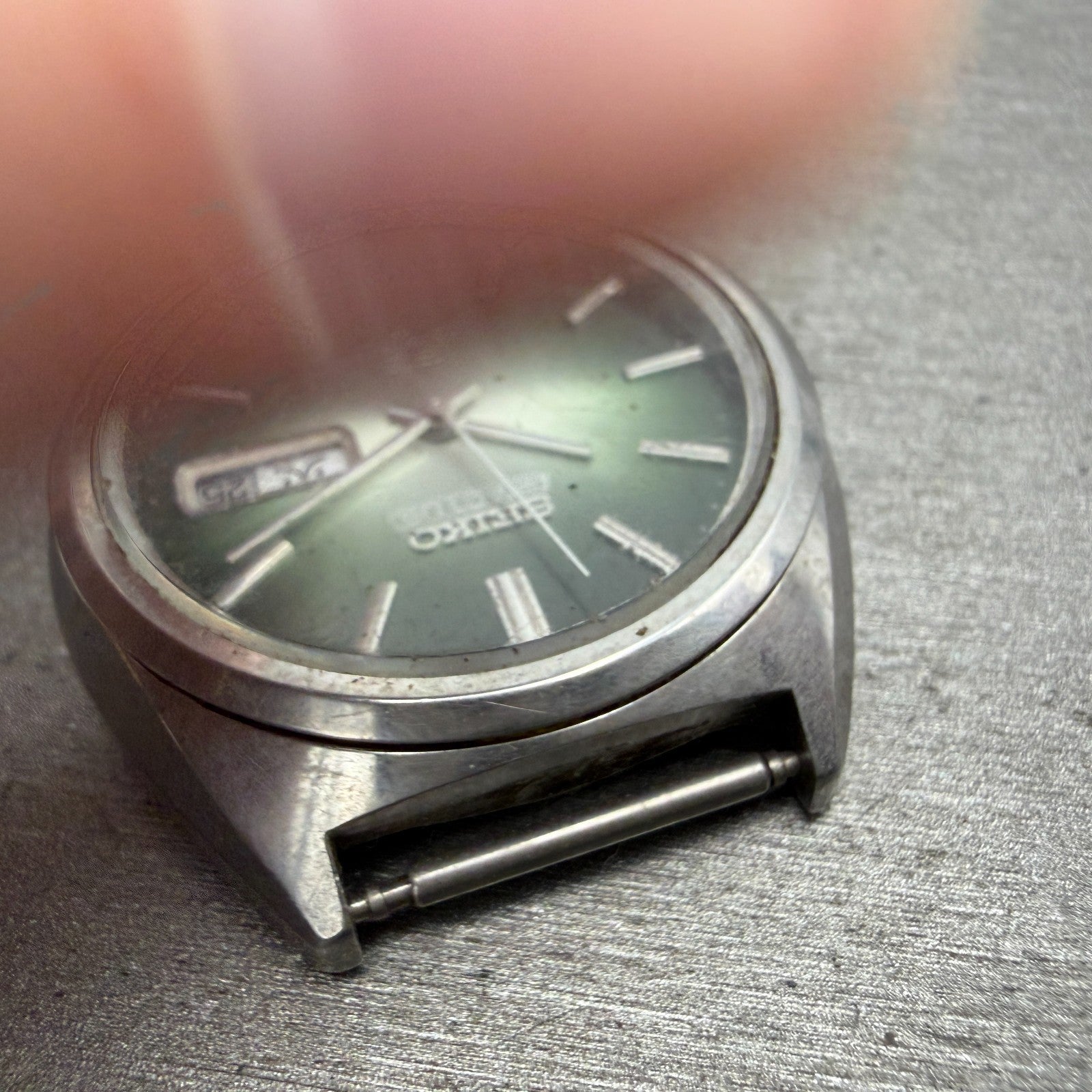 Seiko 5 Actus SS Watch Men 38mm Green Dial Silver Tone Daydate 5126-6010 PARTS5