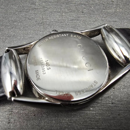 Gucci Horsebit Watch Women 30mm White Dial Steel 140.5 Round New Battery10