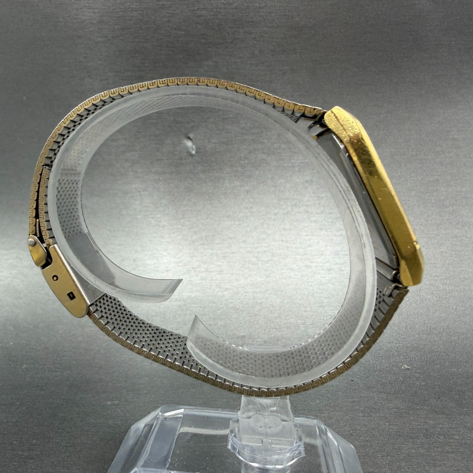 Seiko Tank Watch Men 26mm Champagne Dial Gold Tone Rectangle 6530-5080 PARTS9