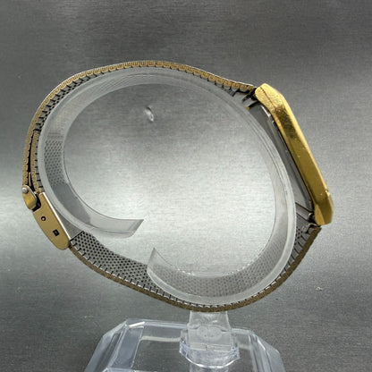 Seiko Tank Watch Men 26mm Champagne Dial Gold Tone Rectangle 6530-5080 PARTS9