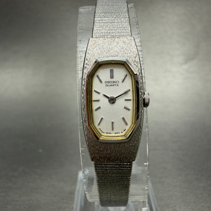 Seiko Tank Watch Women 13mm Silver Dial Silver Tone 2E20-6469 New Battery0