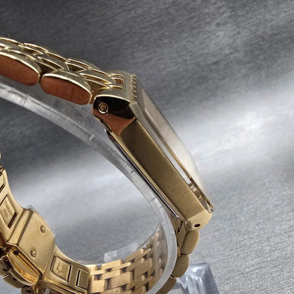 Bulova Futuro Quadra Watch Women 20mm Gold Dial Gold Tone 97P140 New Battery3