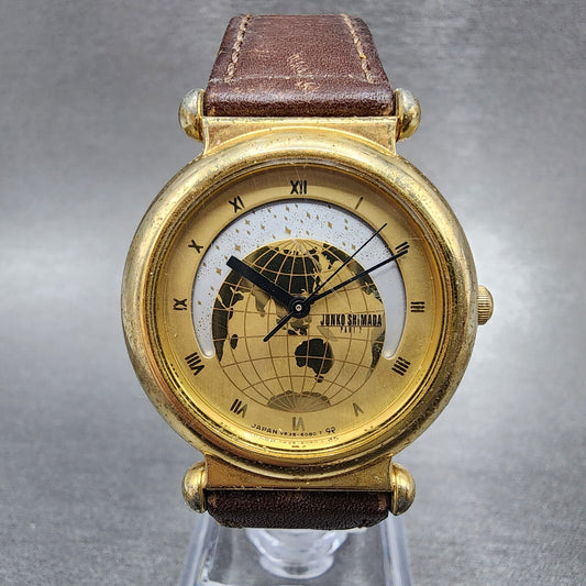 Junko Shimada Watch Women 30mm Gold Dial Gold Tone Round Day Night New Battery0