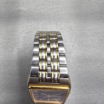 Seiko Watch Men 28mm Gray Dial Two Tone Daydate Rectangle 7N33-5A09 New Battery4