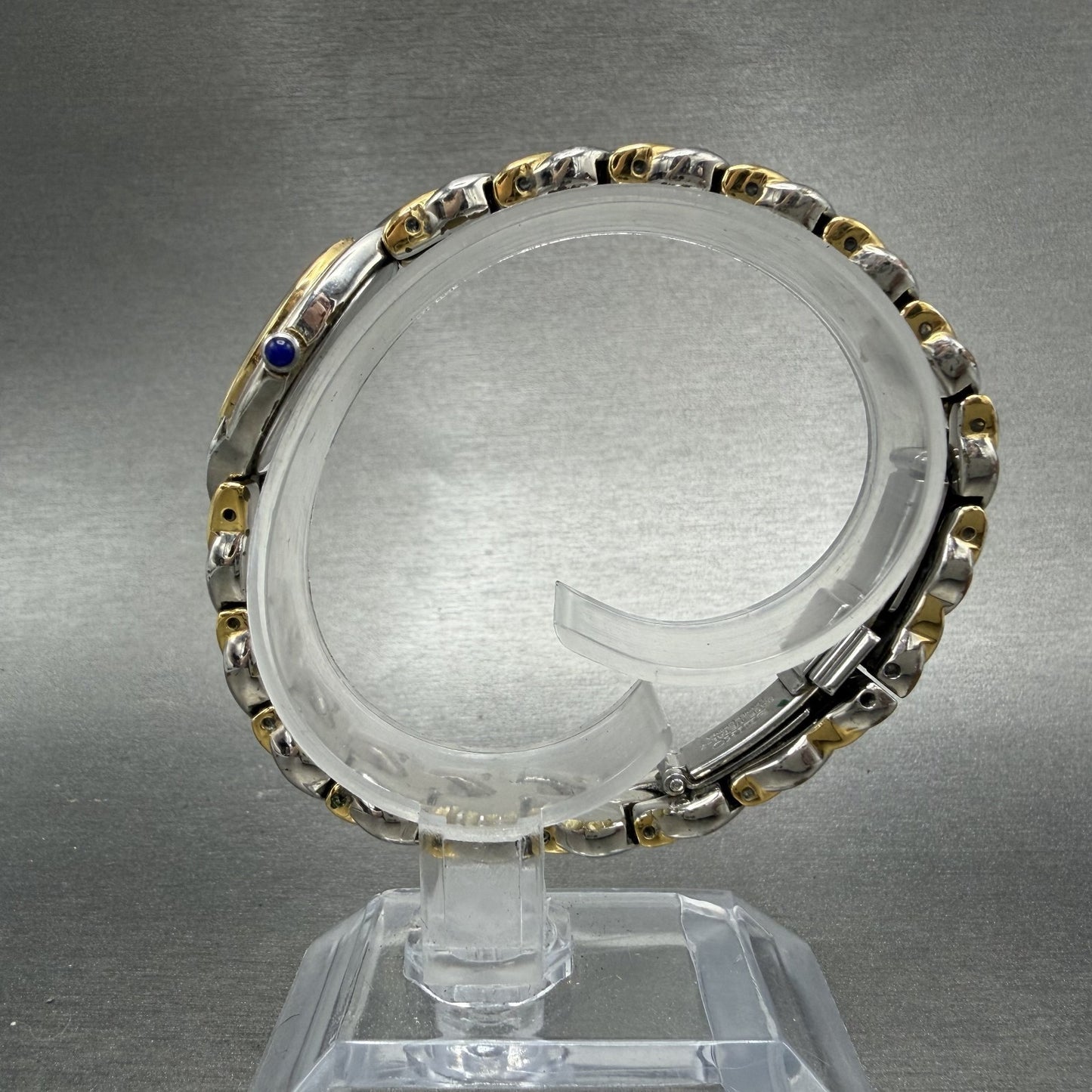 Seiko Watch Women 18mm Blue Dial Two Tone Oval Diamond 1N00-0BL0 New Battery6