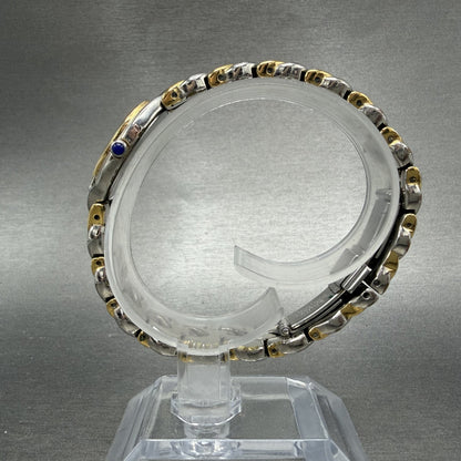 Seiko Watch Women 18mm Blue Dial Two Tone Oval Diamond 1N00-0BL0 New Battery6