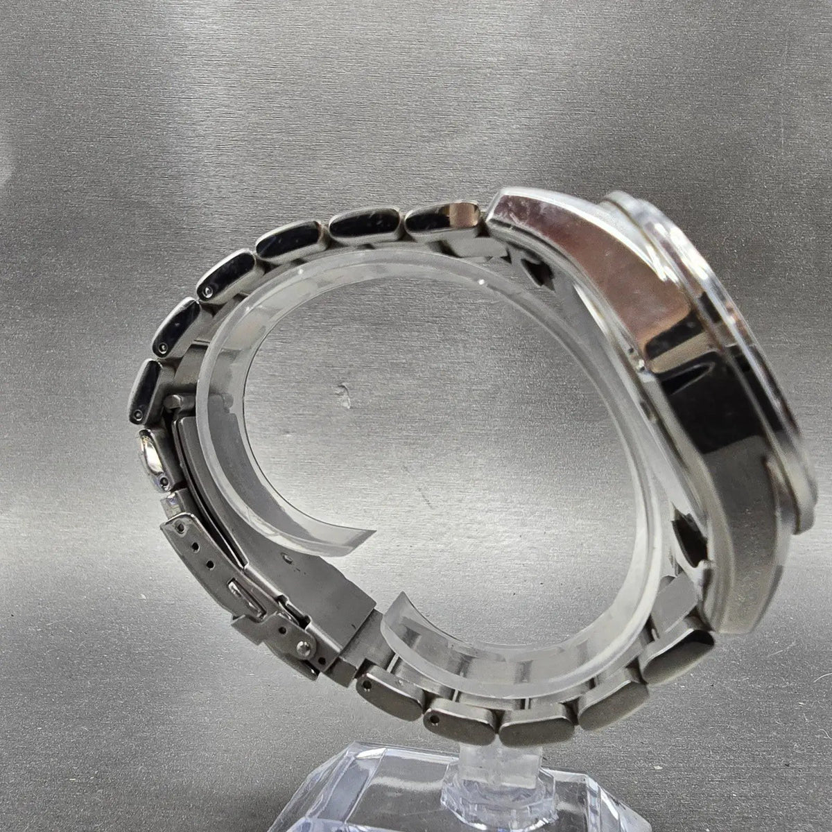 Technos Chronograph Watch Men 46mm Black Dial Silver Tone Round TSM616 New Batt8