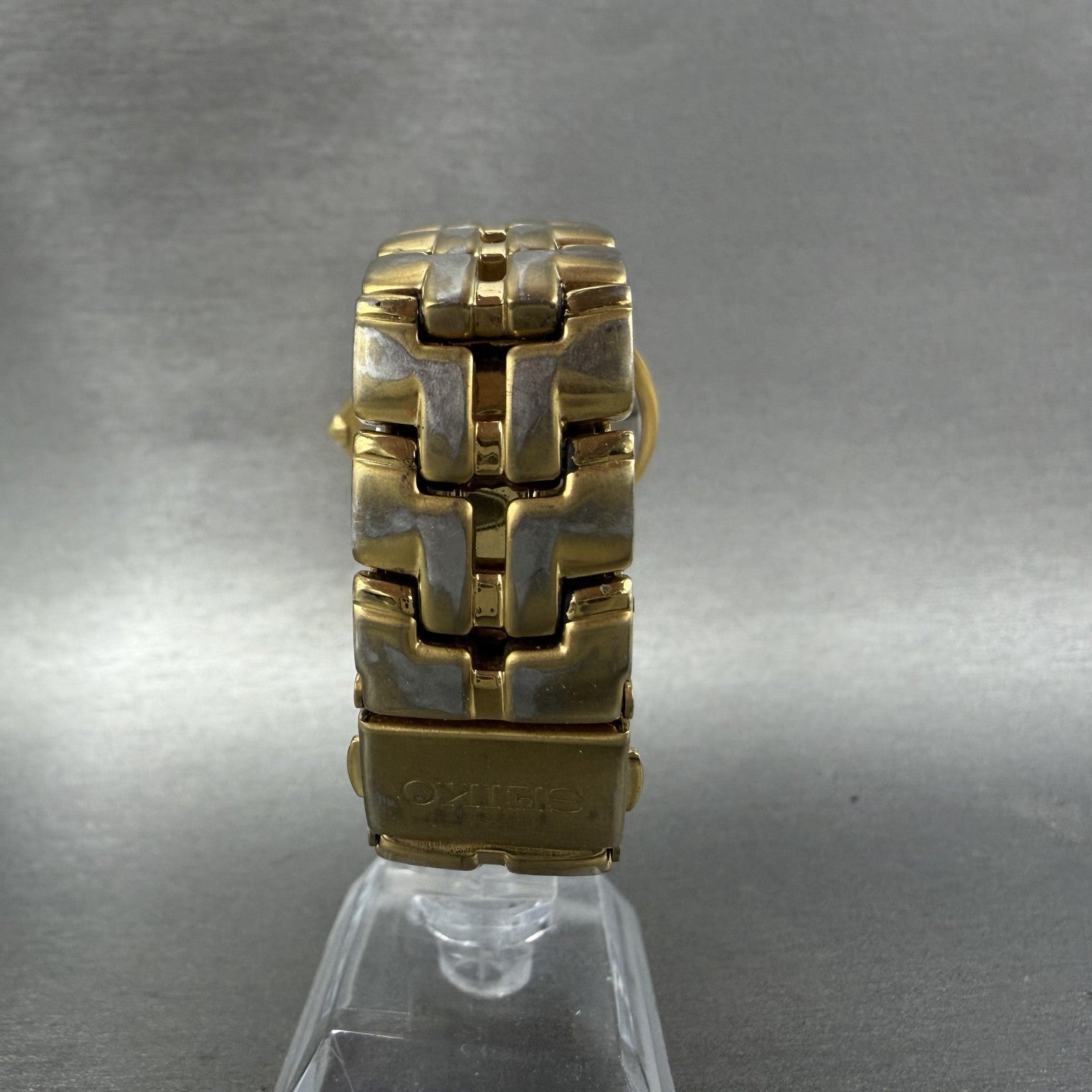 Seiko Watch Men 36mm Champagne Dial Gold Tone Date Round 7N32-0049 New Battery V7