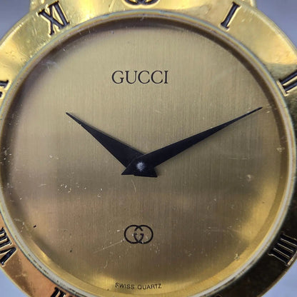 Gucci 3000M Watch Men 33mm Gold Dial Gold Plated Round VTG Swiss PARTS2
