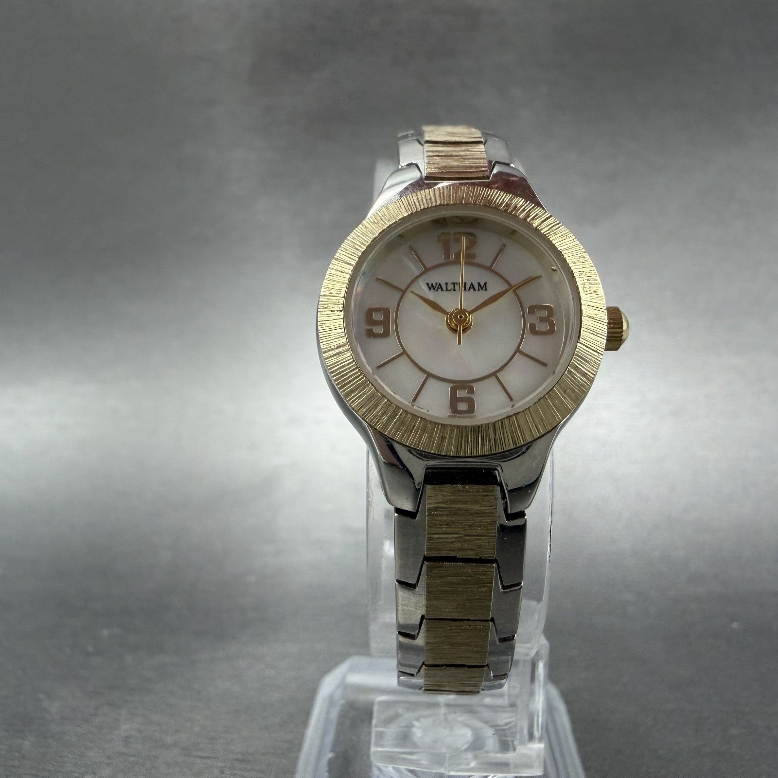 Waltham Watch Women 23mm MOP Dial Two Tone Round WAW041 New Battery6