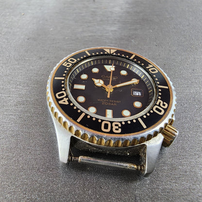 Casio Dive Watch Women 32mm Black Dial Two Tone Date Round LD700 New Battery6