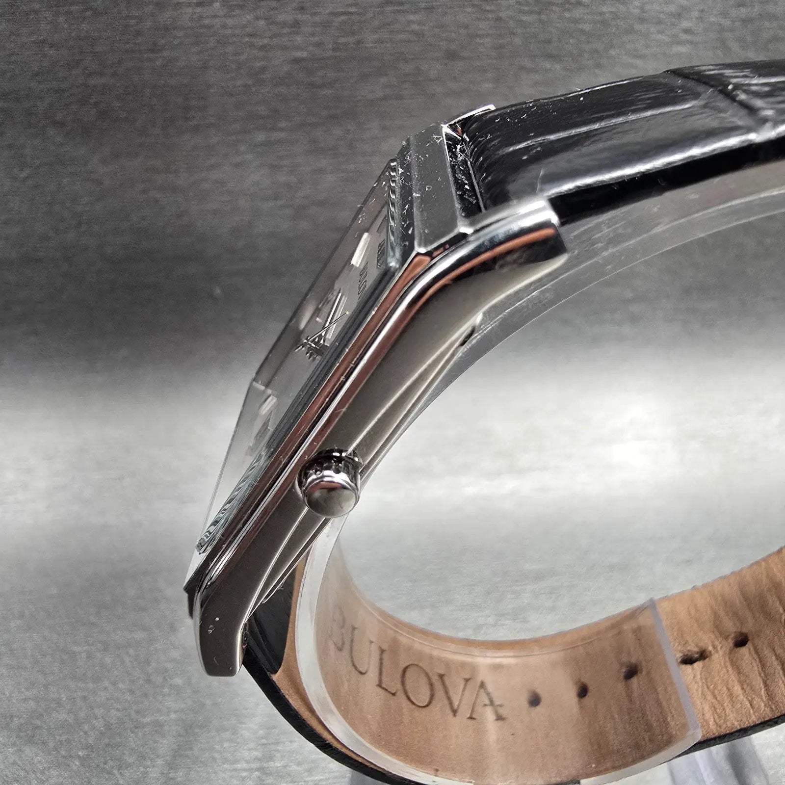 Bulova Tank Watch Men 29mm Silver Dial Silver Tone Date Rectangle 96B107 New Bat2