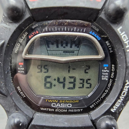 Casio G-Shock Riseman DW-9100 Watch Men 54mm Black Alarm Chronograph New batt JP1