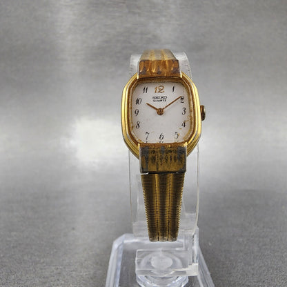Seiko Watch Women 17mm White Dial Gold Tone Rectangle 2y005439 New Battery5