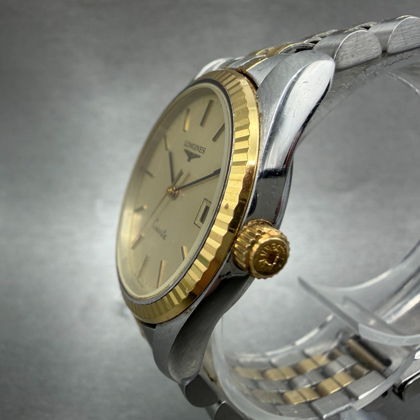 Longines Watch Unisex 33mm Gold Dial Two Tone Date Round 156.1647 New Battery2