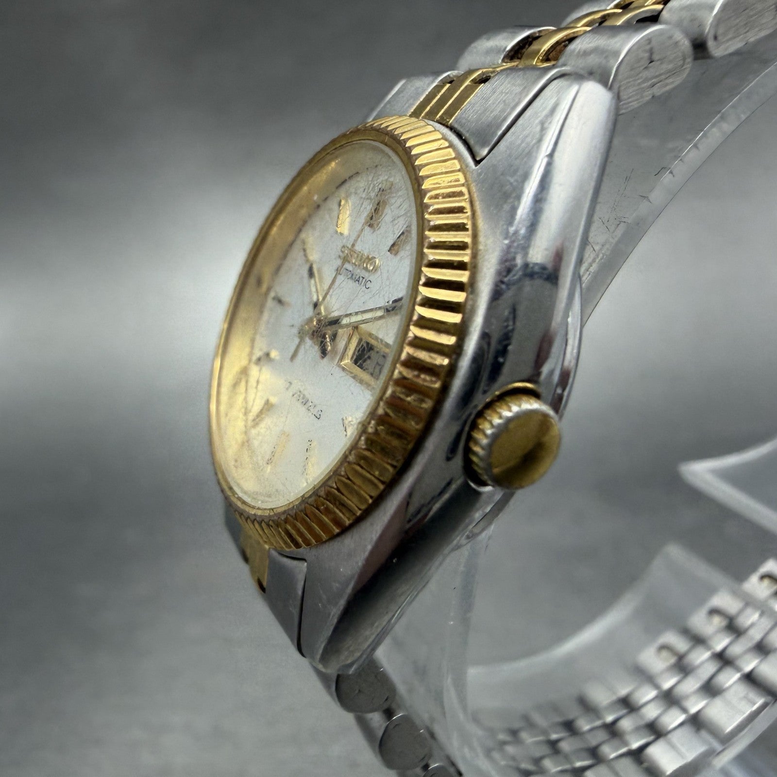 Seiko Automatic Watch Women 25mm Silver Dial Two Tone Daydate 4206-0519 PARTS4