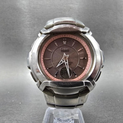 Casio Baby-G MSG-1200D Watch Women 41mm Pink Dial Silver Analog Digital Works5