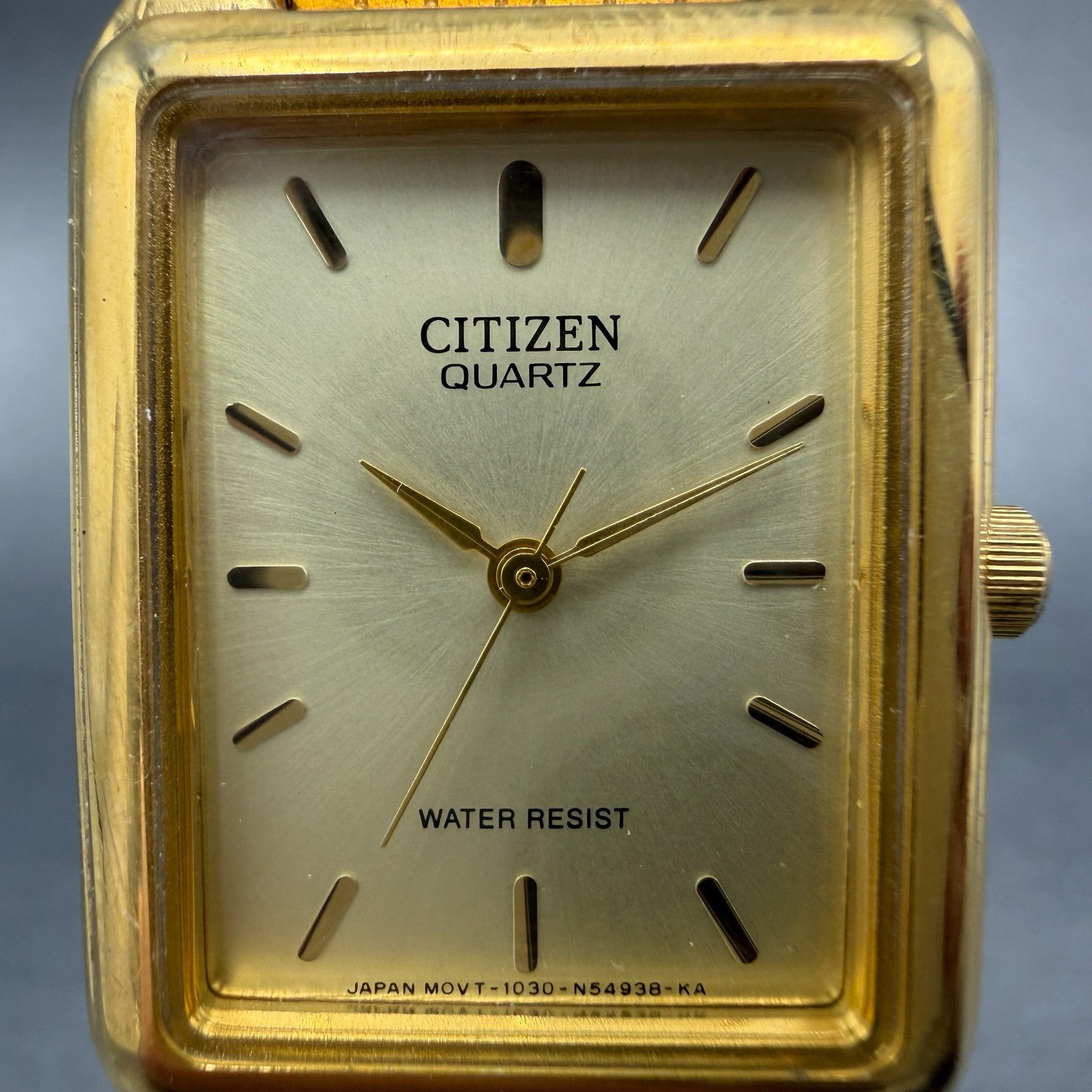 Citizen Tank Watch Unisex 24mm Champagne Dial Gold Tone Rectangle New Battery1