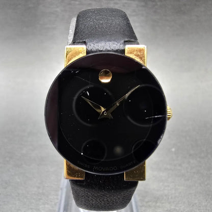Movado Museum Safiro Watch Women 23mm Black Dial Steel 81.C1.827 New Battery0