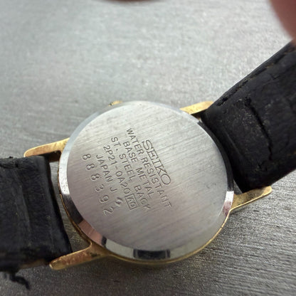 Seiko Watch Women 22mm White Dial Gold Tone Round 2P21-0A20 New Battery VTG HG59