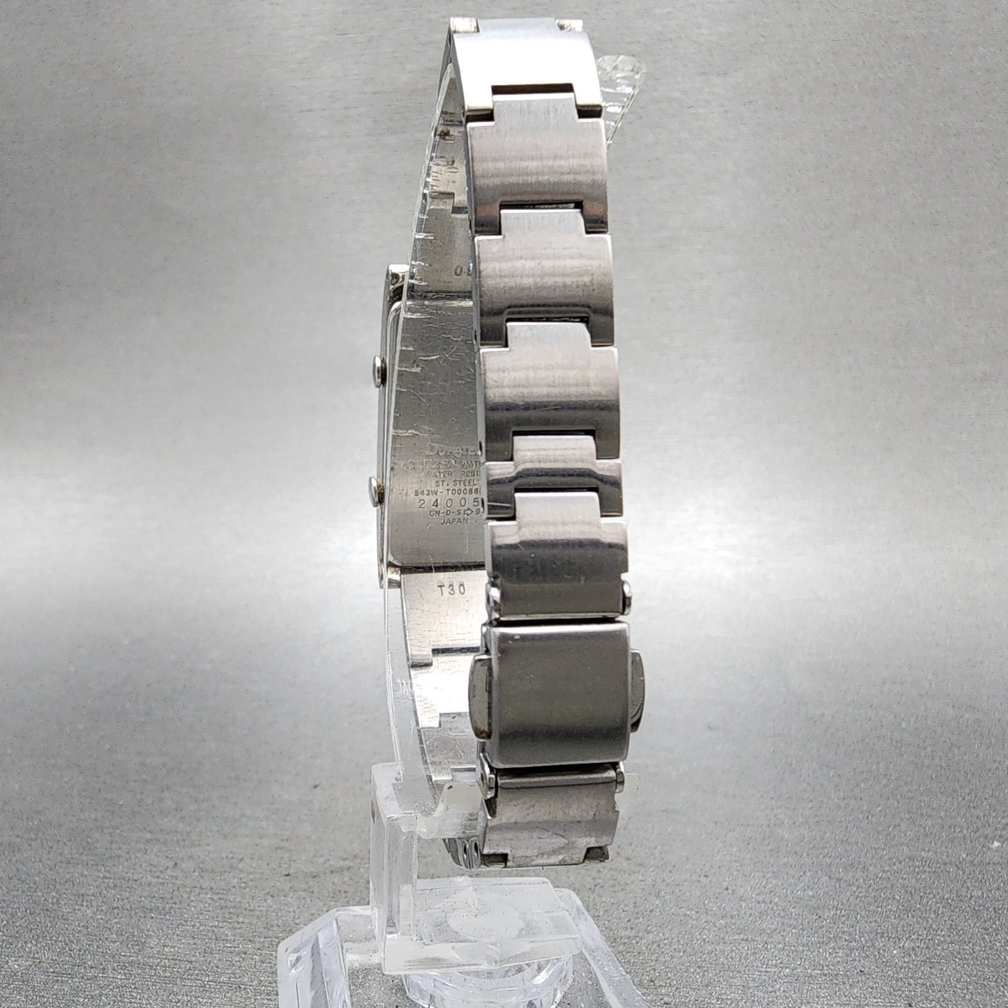 Citizen XC Dual Time Tank Watch Women 16mm Silver Dial Silver Tone New Battery7
