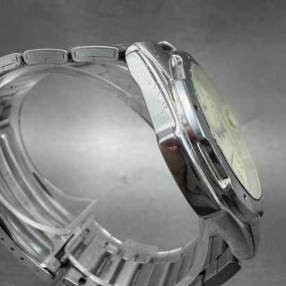 Seiko Alba Watch Men 39mm White Dial Silver Tone Date V732-0S00 New Battery VTG3