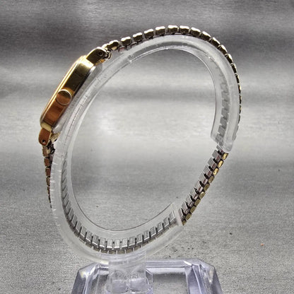Seiko Watch Women 15mm Champagne Dial Gold Tone Oval 1320-5539 New Battery VTG6