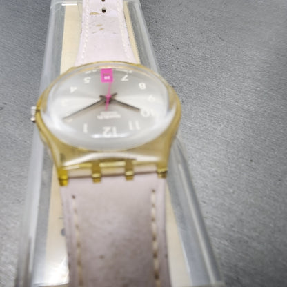 Swatch Pink Lady Watch Women 34mm Silver Dial Clear Date Round GP401 New Battery4