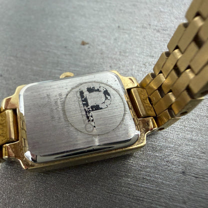 Seiko Tank Watch Women 16mm Champagne Dial Gold Tone 1N01-0FH0 New Battery NMZ10