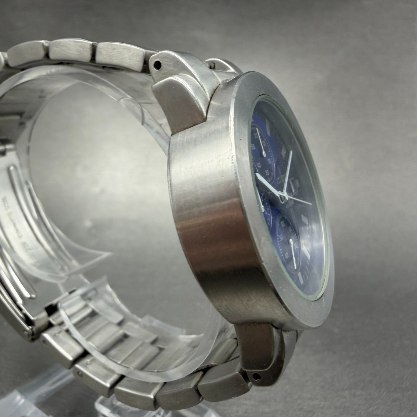 Citizen Chronograph Watch Men 37mm Blue Dial Silver Tone Round 0510-F75438 PARTS4