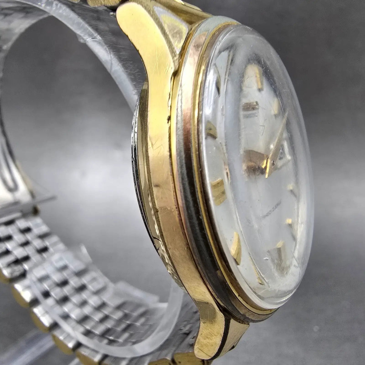 Seiko Automatic Watch Men 37mm Silver Dial Gold Tone Daydate 6619-9990 READ!!!!!3