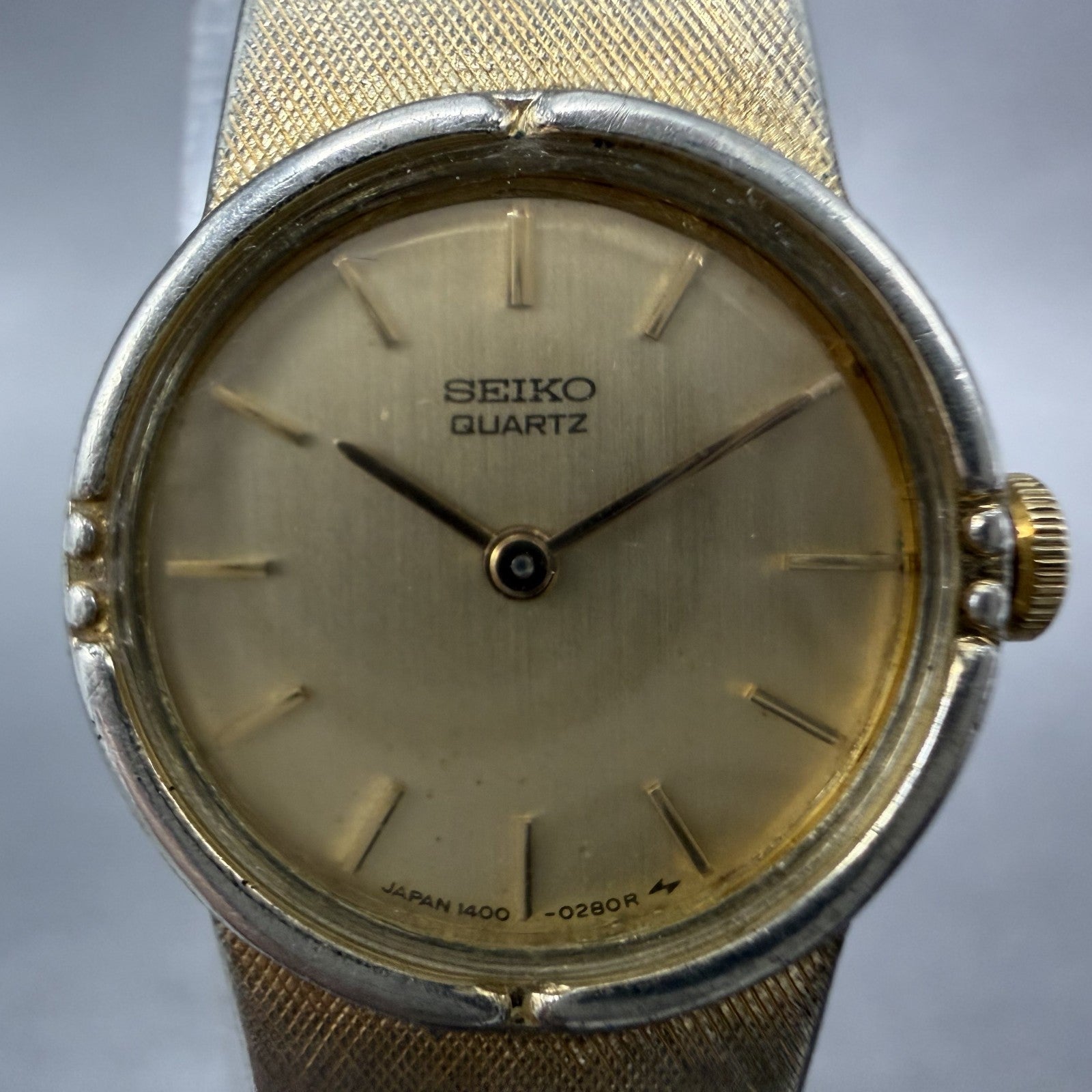 Seiko Watch Women 19mm Champagne Dial Gold Tone Round 1400-0079 New Battery1