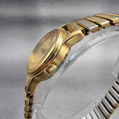 Seiko Watch Women 19mm Gold Dial Gold Tone Round 1N01-0GD0 New Battery Vintage2