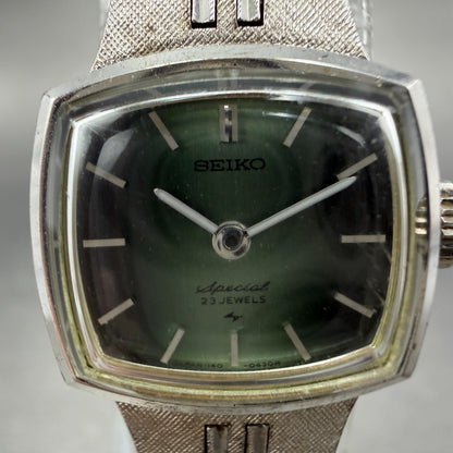 Seiko Special Watch Women 19mm Green Dial Silver Tone Manual 1140-3160 Runs1