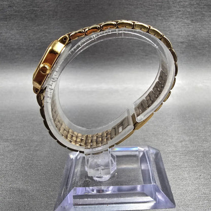 Seiko Watch Women 17mm White Dial Gold Rectangle V400-5608 New Battery JP6