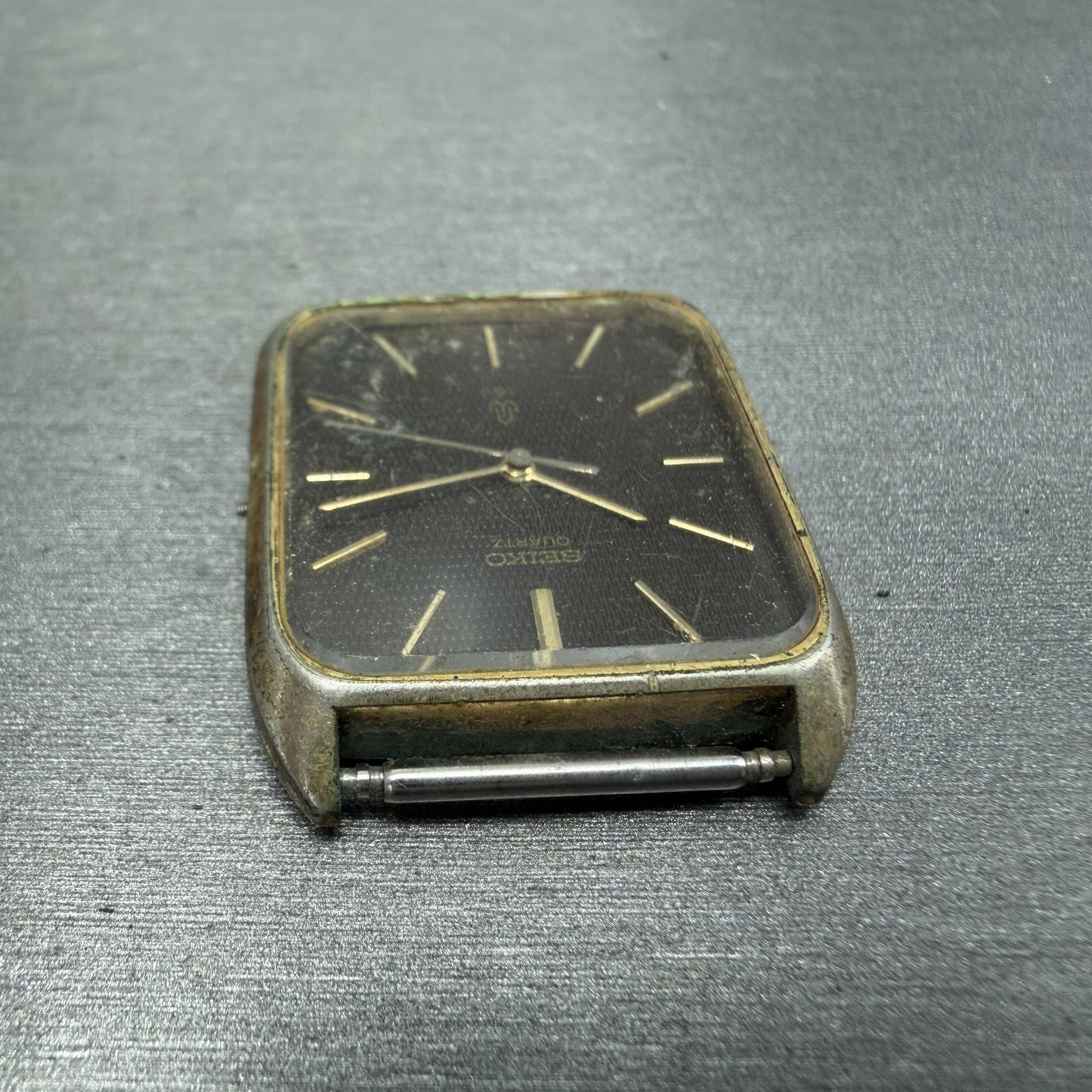 Seiko Tank Watch Men 27mm Brown Dial Gold Tone 7830-5001 New Battery READ!!!!!!!5