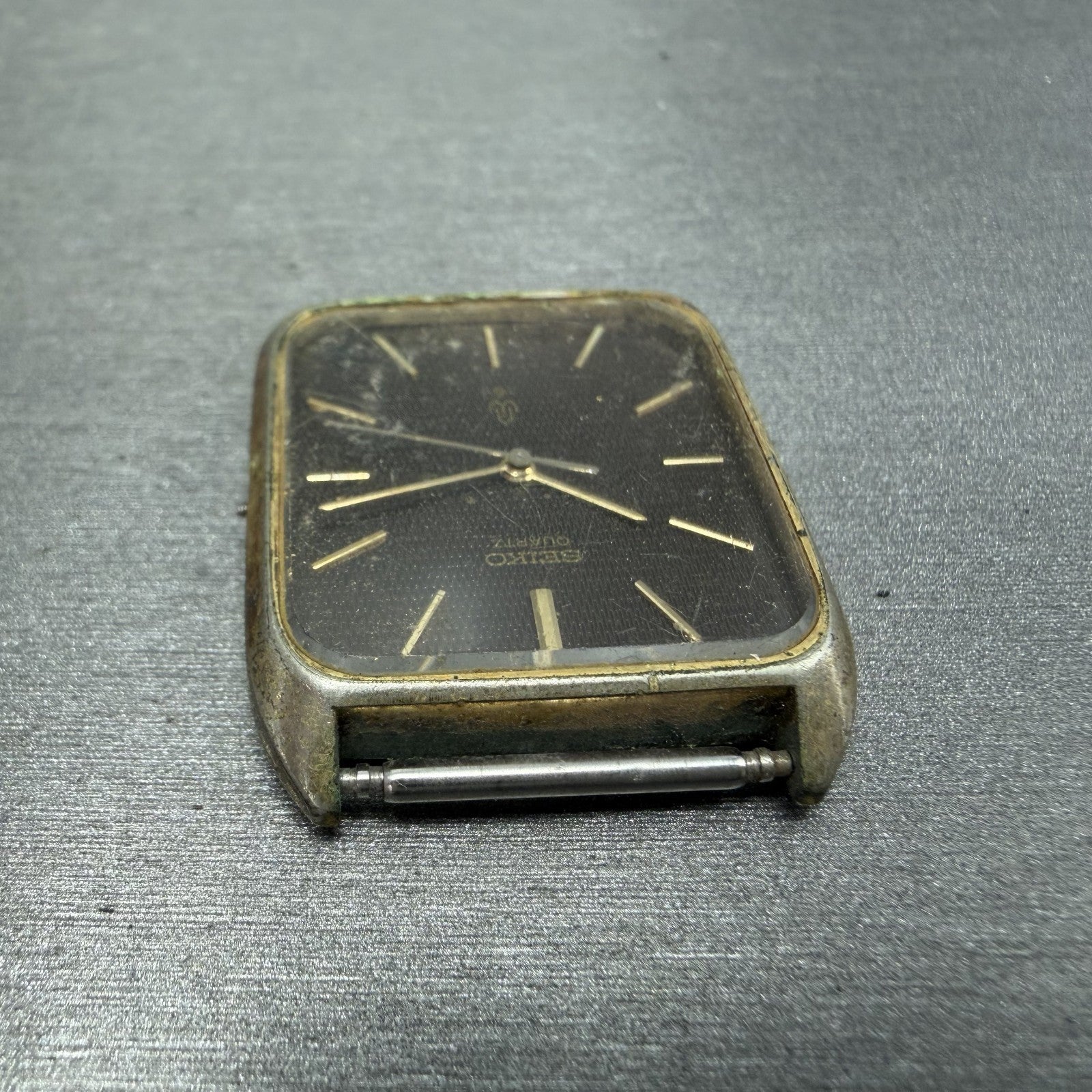 Seiko Tank Watch Men 27mm Brown Dial Gold Tone 7830-5001 New Battery READ!!!!!!!5