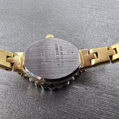 Armitron Deauville Diamond Watch Women 15mm Gold Dial Gold Ruby Oval New Battery9