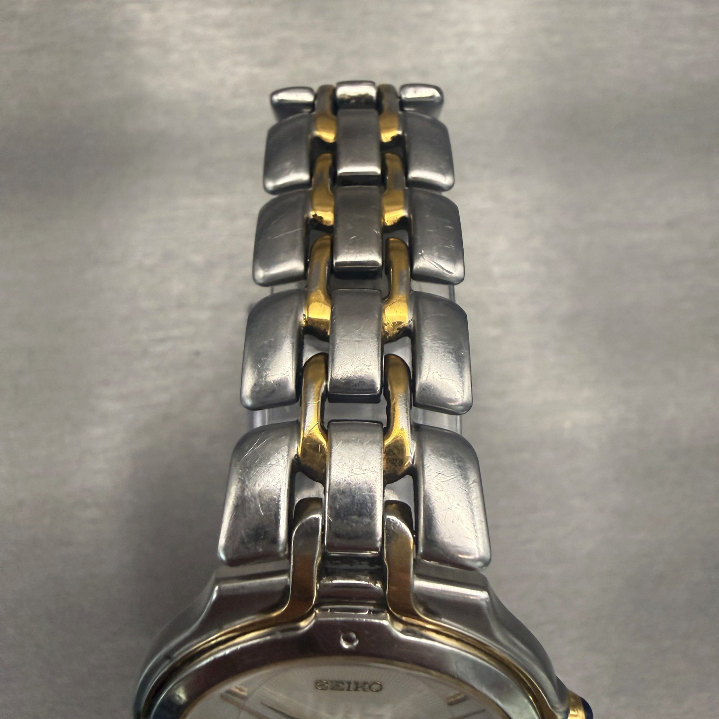 Seiko Dolce Watch Men 33mm Champagne Dial Two Tone Round 5E31-6010 New Battery4