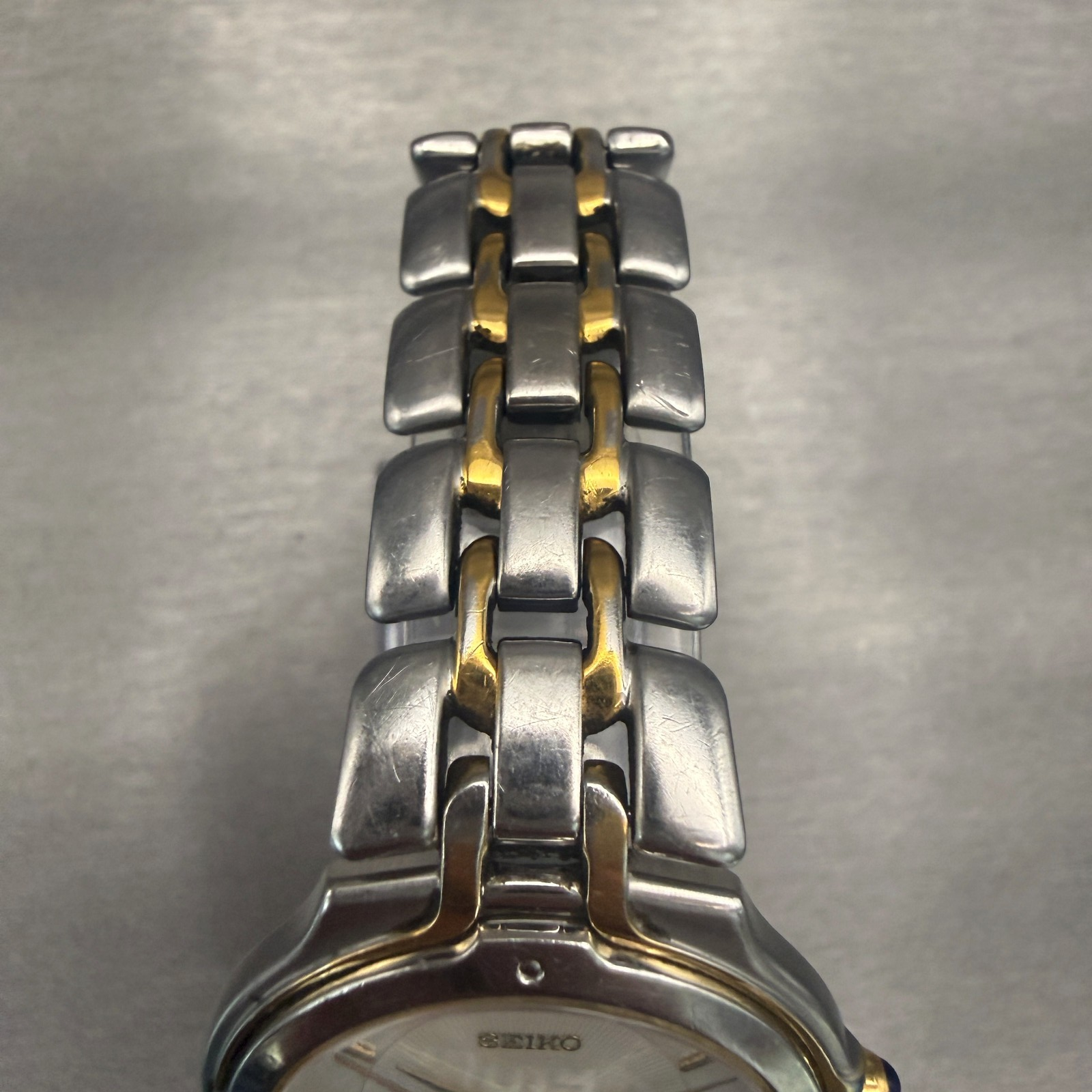 Seiko Dolce Watch Men 33mm Champagne Dial Two Tone Round 5E31-6010 New Battery4