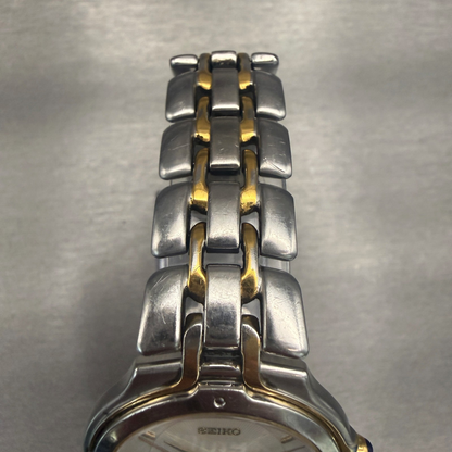 Seiko Dolce Watch Men 33mm Champagne Dial Two Tone Round 5E31-6010 New Battery4