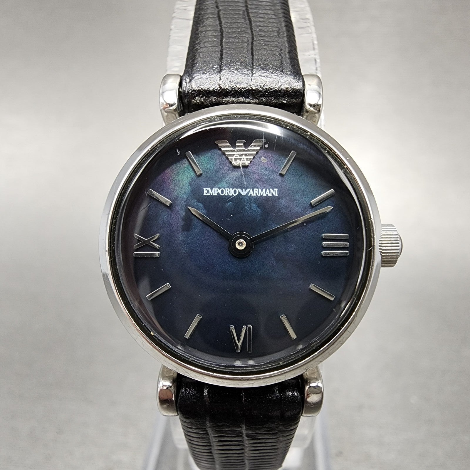 Emporio Armani Watch Women 22mm MOP Dial Steel Round AR1684 New Battery0