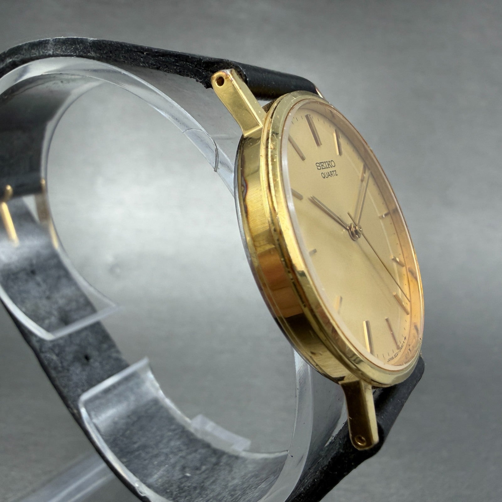 Seiko Watch Men 32mm Champagne Dial Gold Tone Round VTG 2C21-0120 New Battery 23